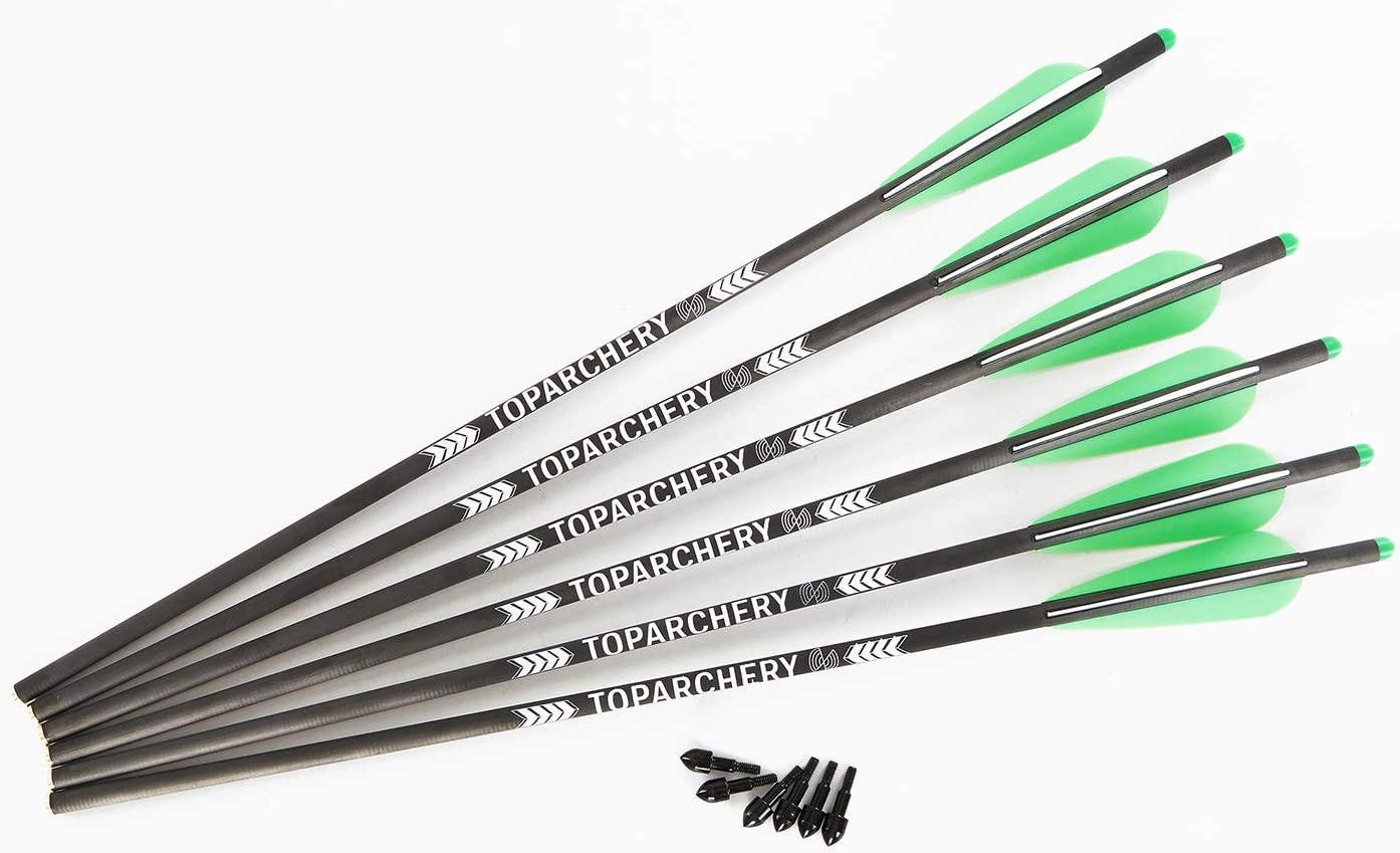 Flèches Arbalète Carbone SHARROW 8.9 Pouces - Boulons Chasse Avec 2 Lames Broadhead - Précision Et Vitesse